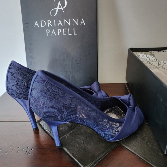 Franscesca Indigo Satin heels by Adrianna Papell - Picture 2 of 4